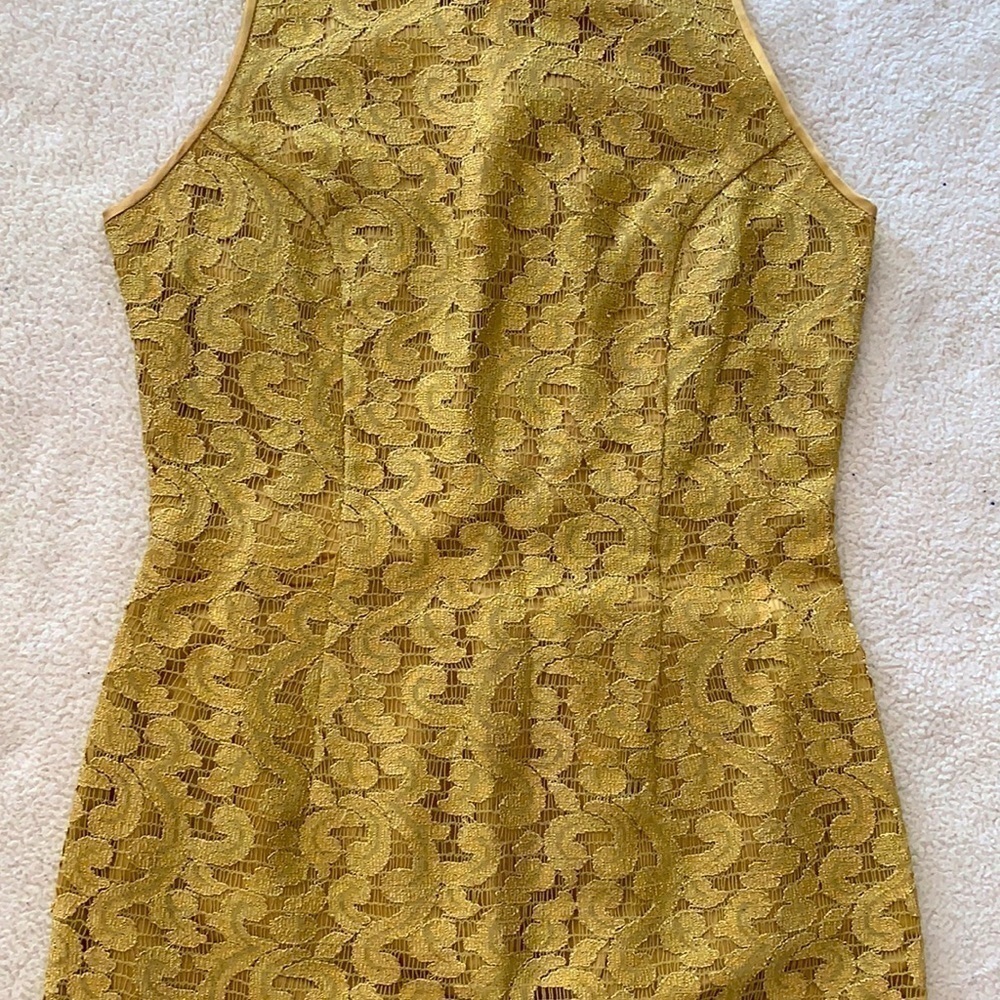 Gold Lace Dress Vintage 90’s Jessica McClintock - Picture 6 of 11